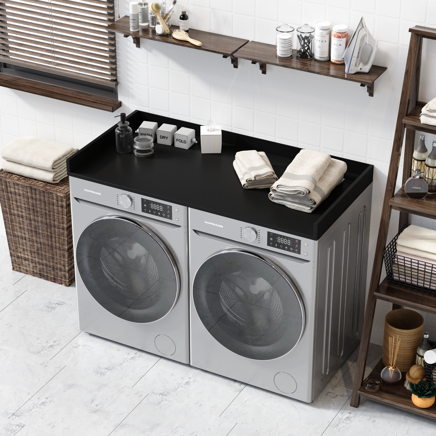 Black Washer dryer topper made in usa 27.5 x 54 laundry table top for washer and dryer