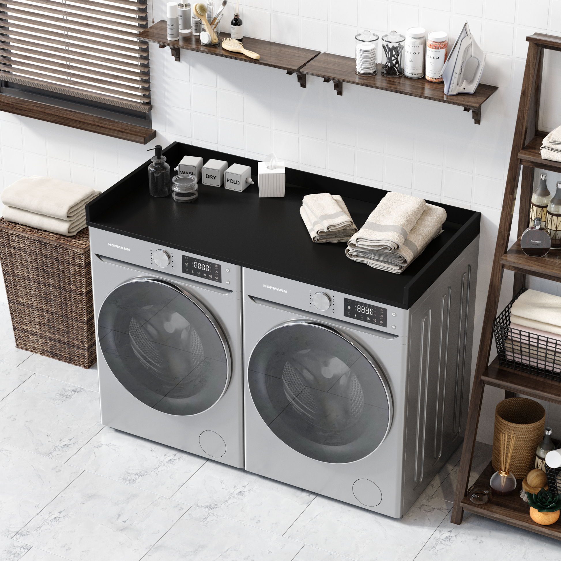 Black Washer dryer topper made in usa 27.5 x 54 laundry table top for washer and dryer