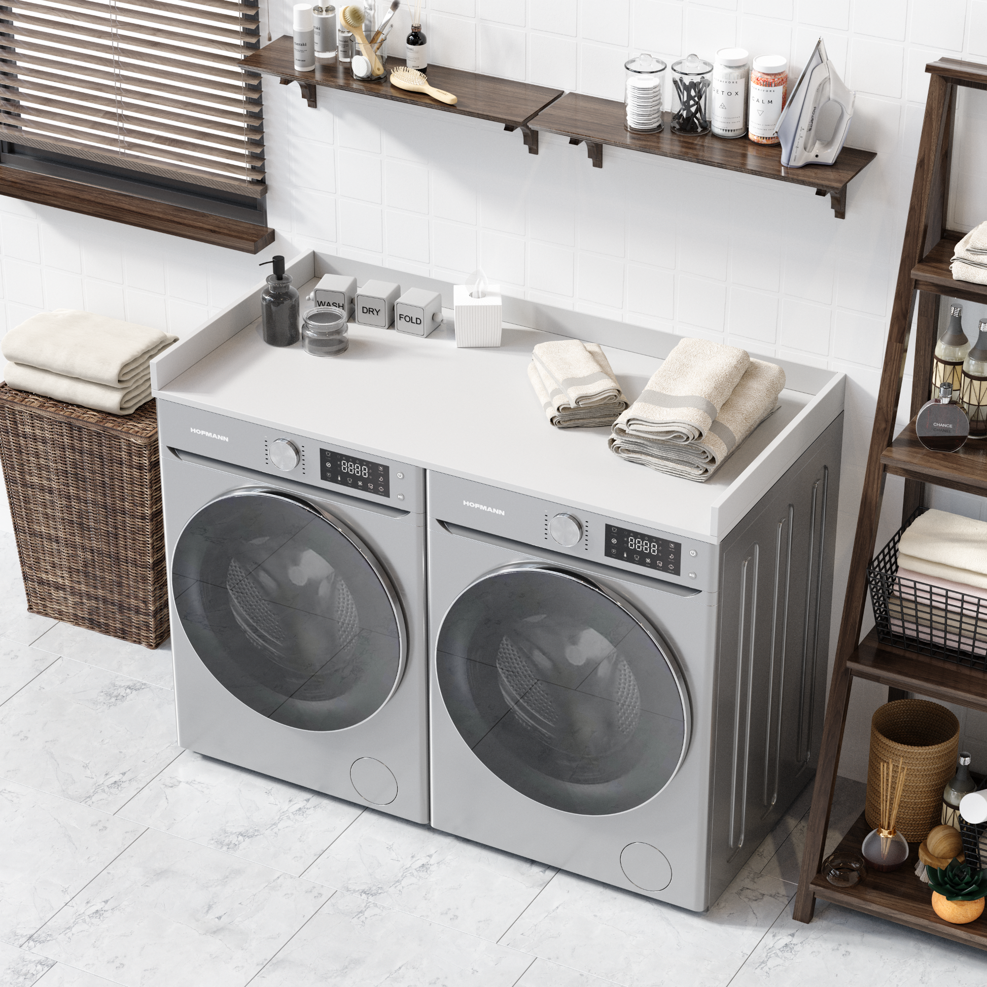 Glacier White washer dryer countertop made in usa laundry topper for washer and dryer