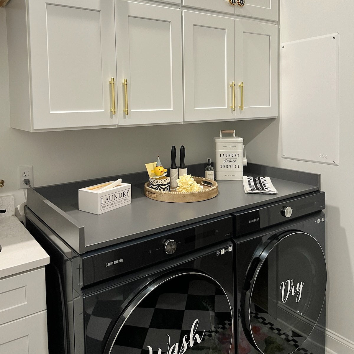 washer and dryer topper laundry room countertop over machines