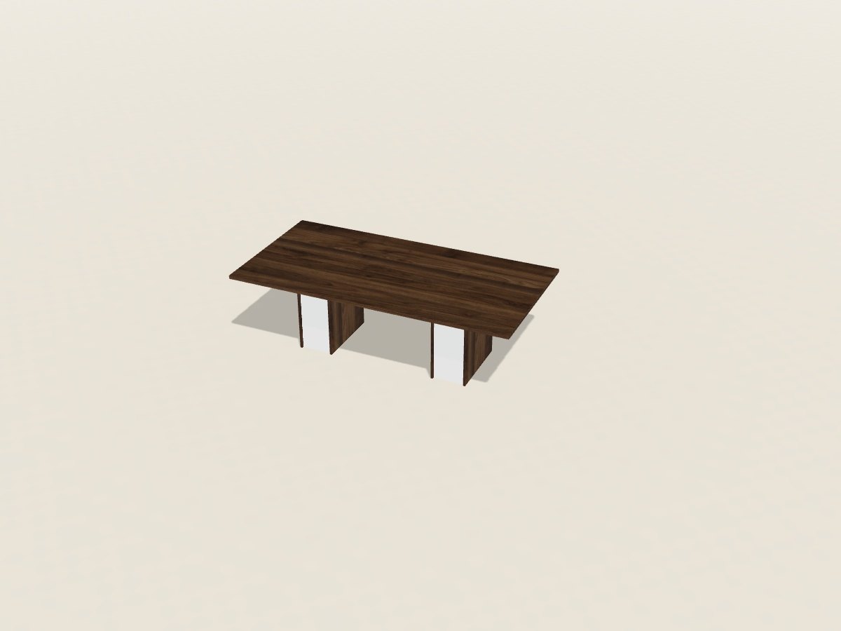 8 ft (96 inch) rectangular conference table in California Walnut laminate on panel bases with white side panels