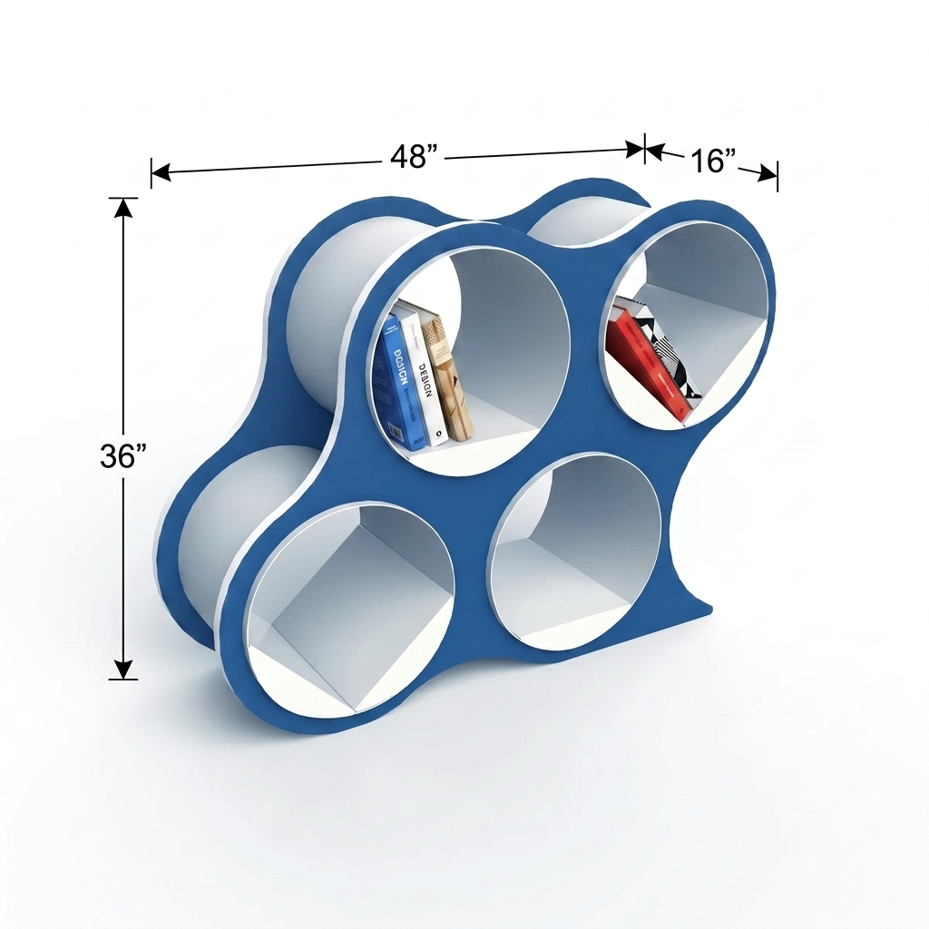 Bolla Four-Shelf Bookcase dimensions diagram