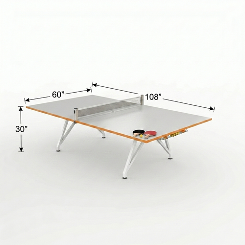 Ping pong conference table dimension diagram, 108 by 60 by 30 inches