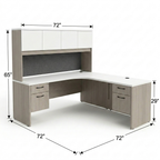Convergence L-Shape Executive Desk with Hutch and Tackboard dimensions