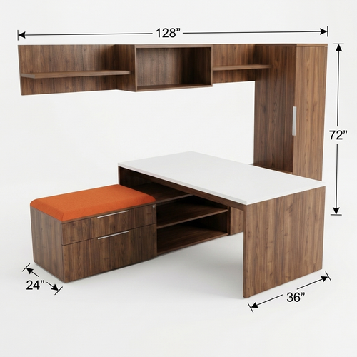 Large executive desk dimension diagram, 72 by 36 by 29 inch primary desk