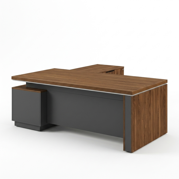 L-Shaped Executive Desk with Lockable Drawers 84in main