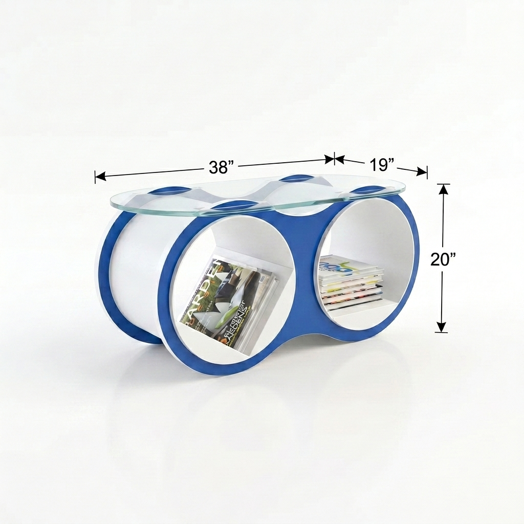 Bolla Two-Shelf Coffee Table with Glass Top dimensions diagram