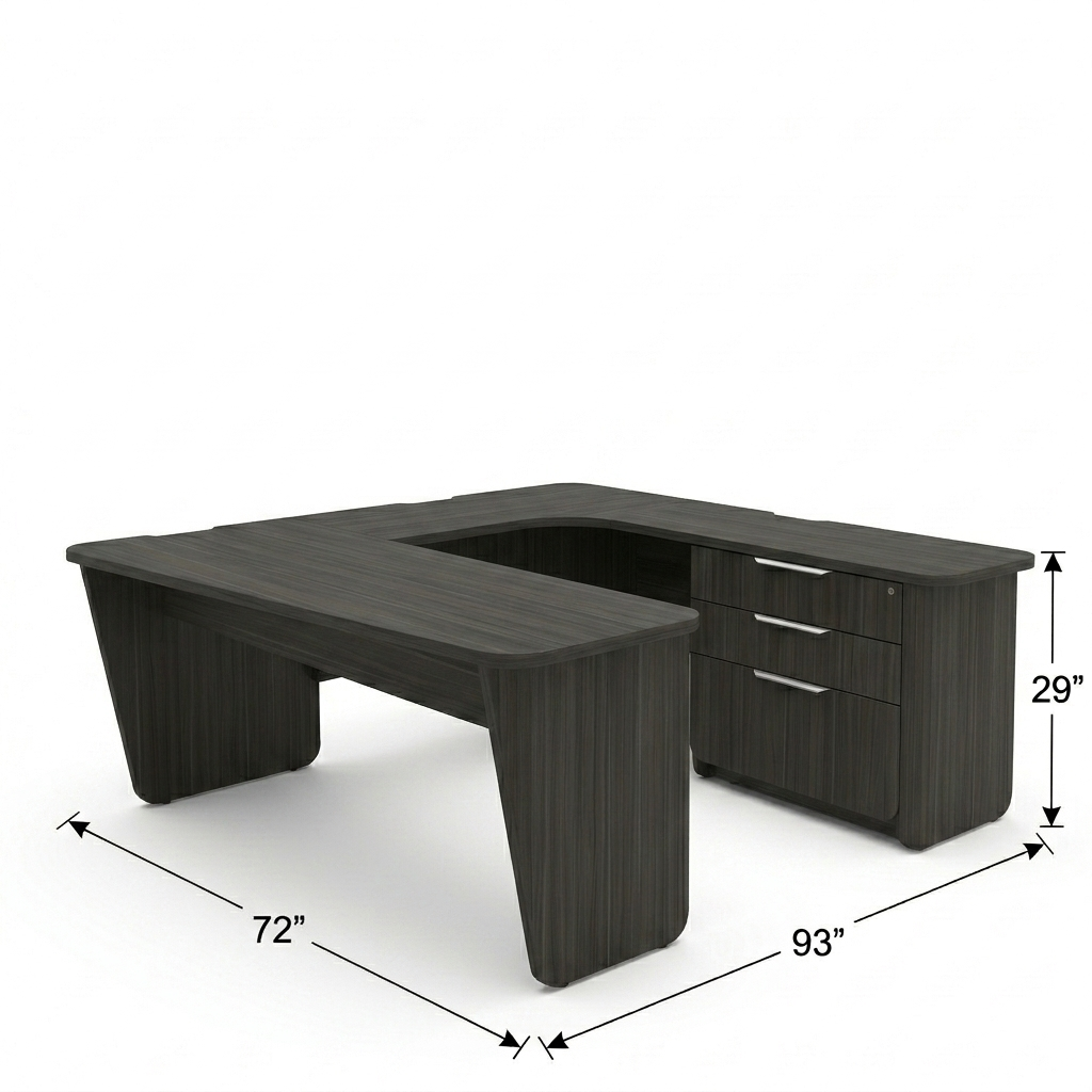 Era U-Shape Executive Workstation with Bridge and Credenza dimensions