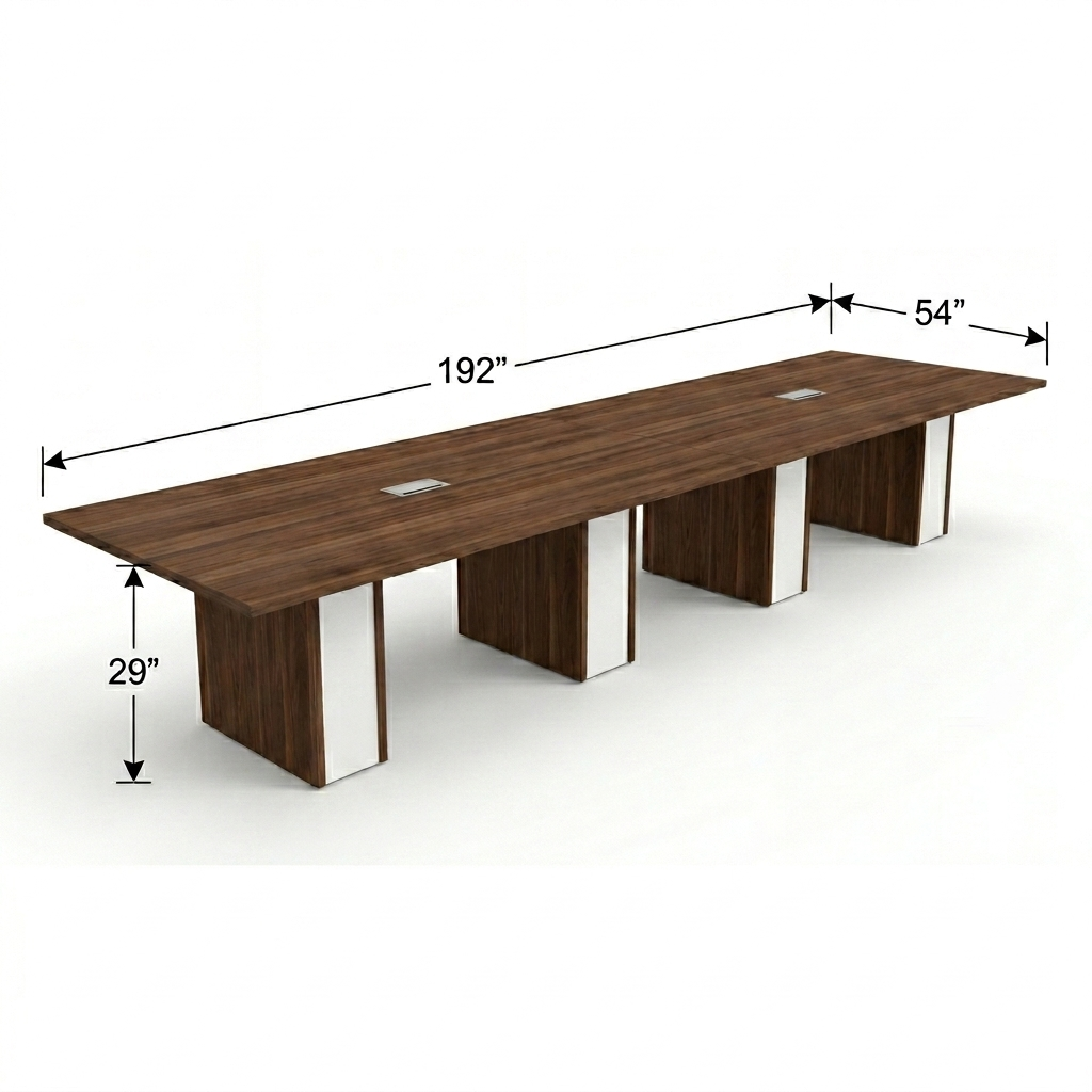 Tenure 16 ft Boardroom Conference Table with Four-Leg Rectangular Base dimensions
