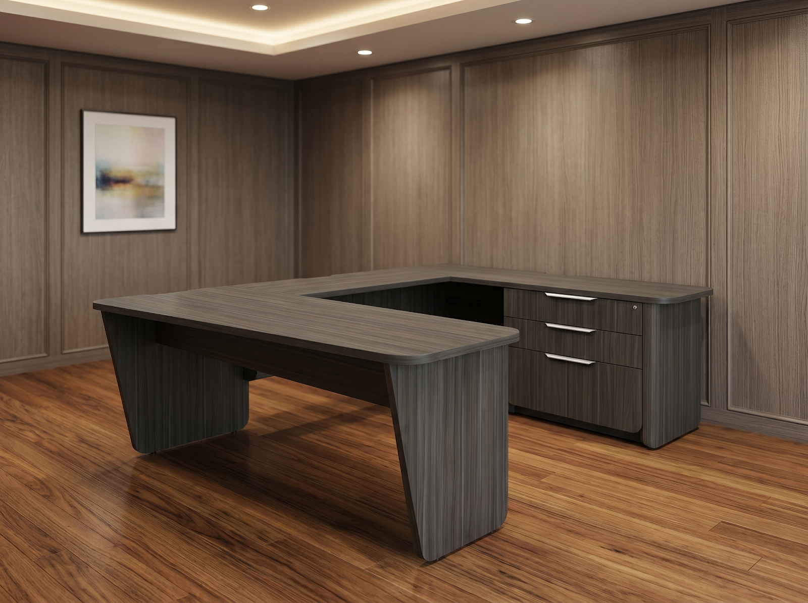 Era U-Shape Executive Workstation with Bridge and Credenza lifestyle