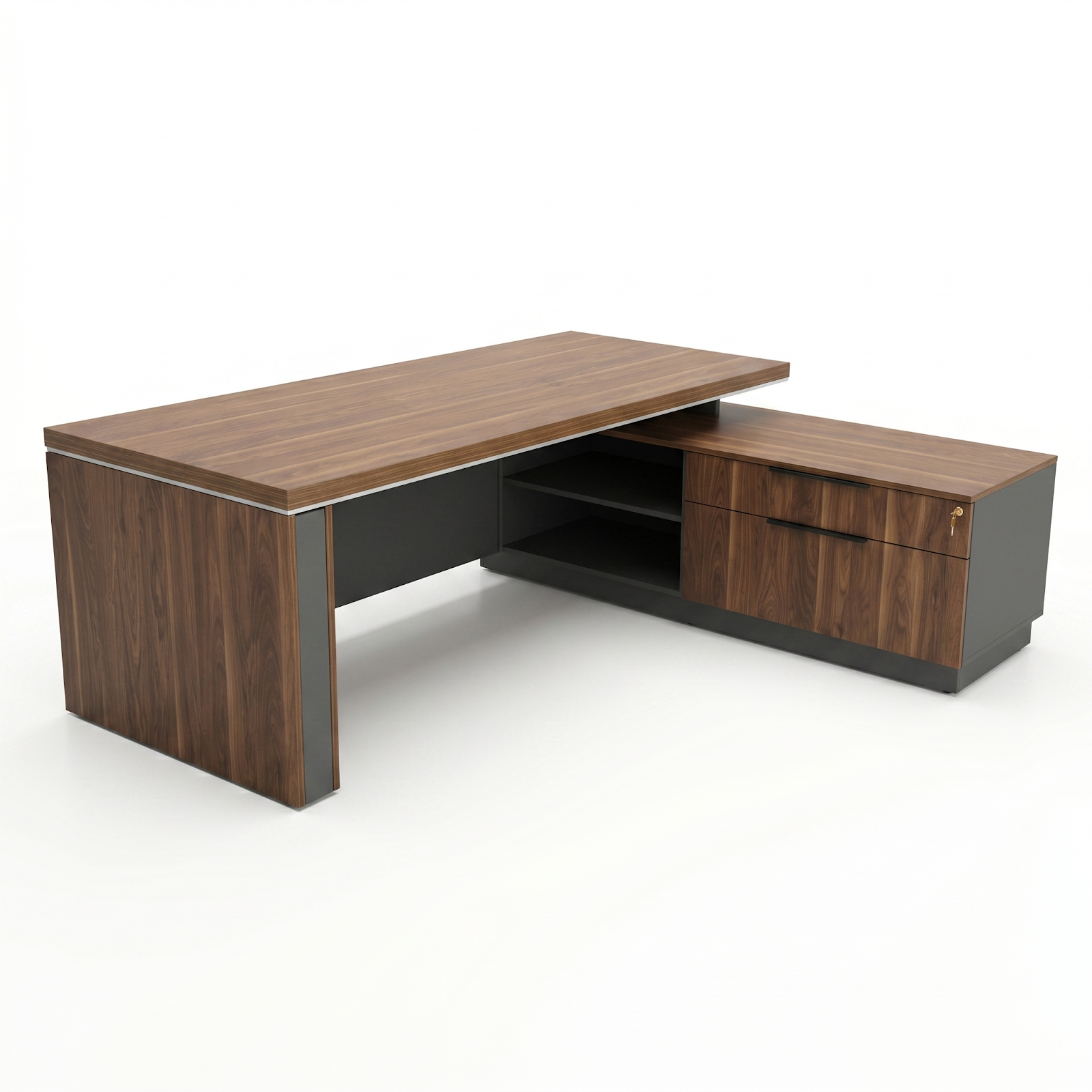 L-Shaped Executive Desk with Lockable Drawers 84in hover