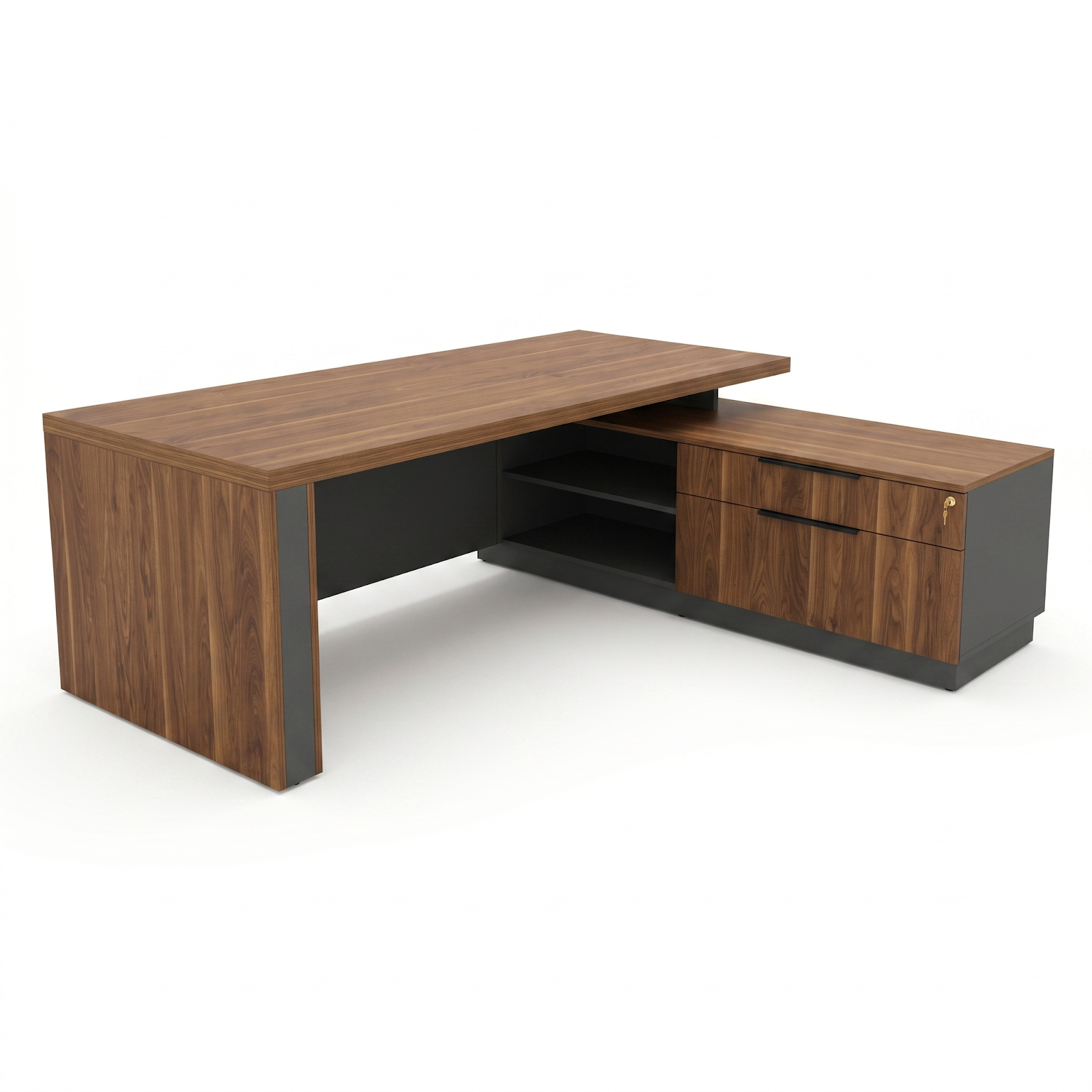 L-Shaped Executive Desk with Lockable Drawers 64in hover