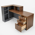 L-Shaped Reception Desk with Counter and Lockable Drawers hover