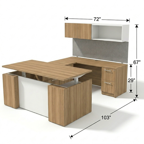 Ascend U-Shape Height-Adjustable Executive Workstation dimensions