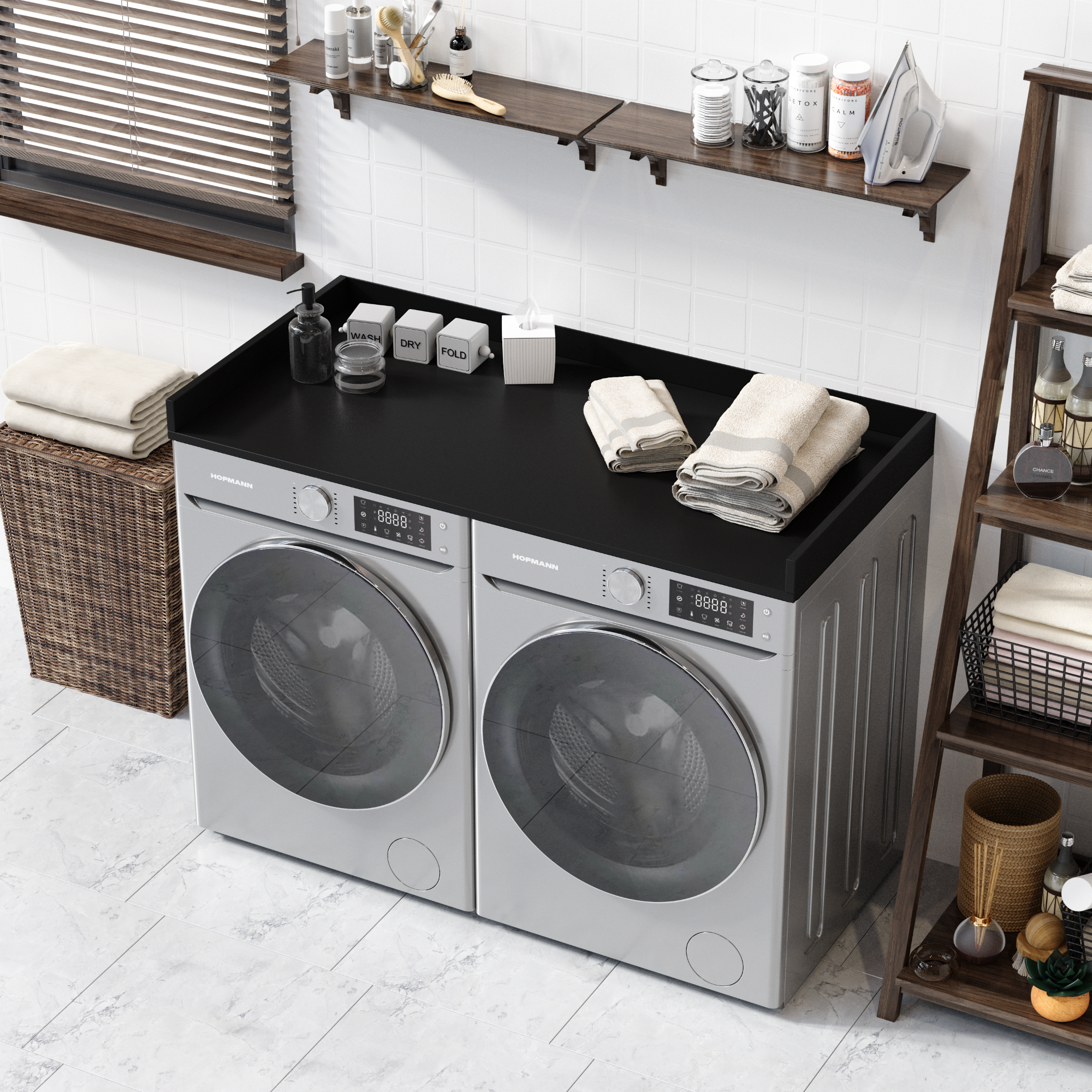 Black Washer dryer topper made in usa 27.5 x 54 laundry table top for washer and dryer