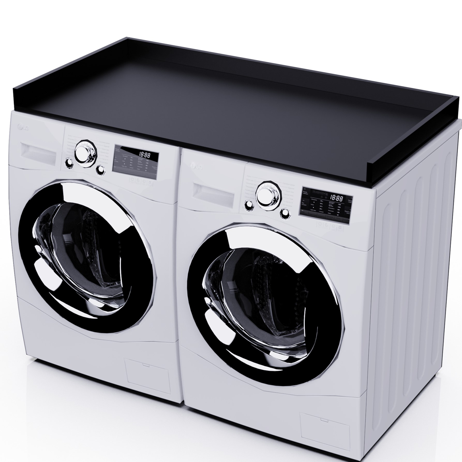Black washer dryer countertop left side view