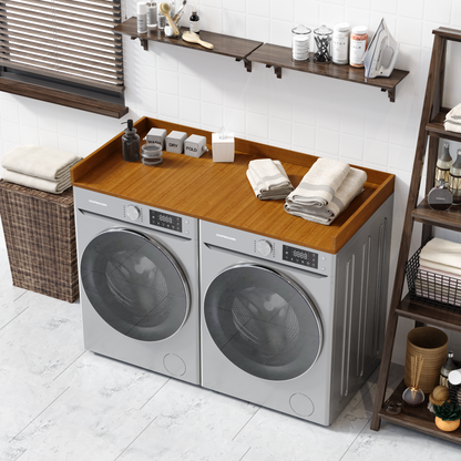 Laundry topper washer dryer countertop high view