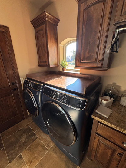 California Walnut washer dryer countertop left angle product review