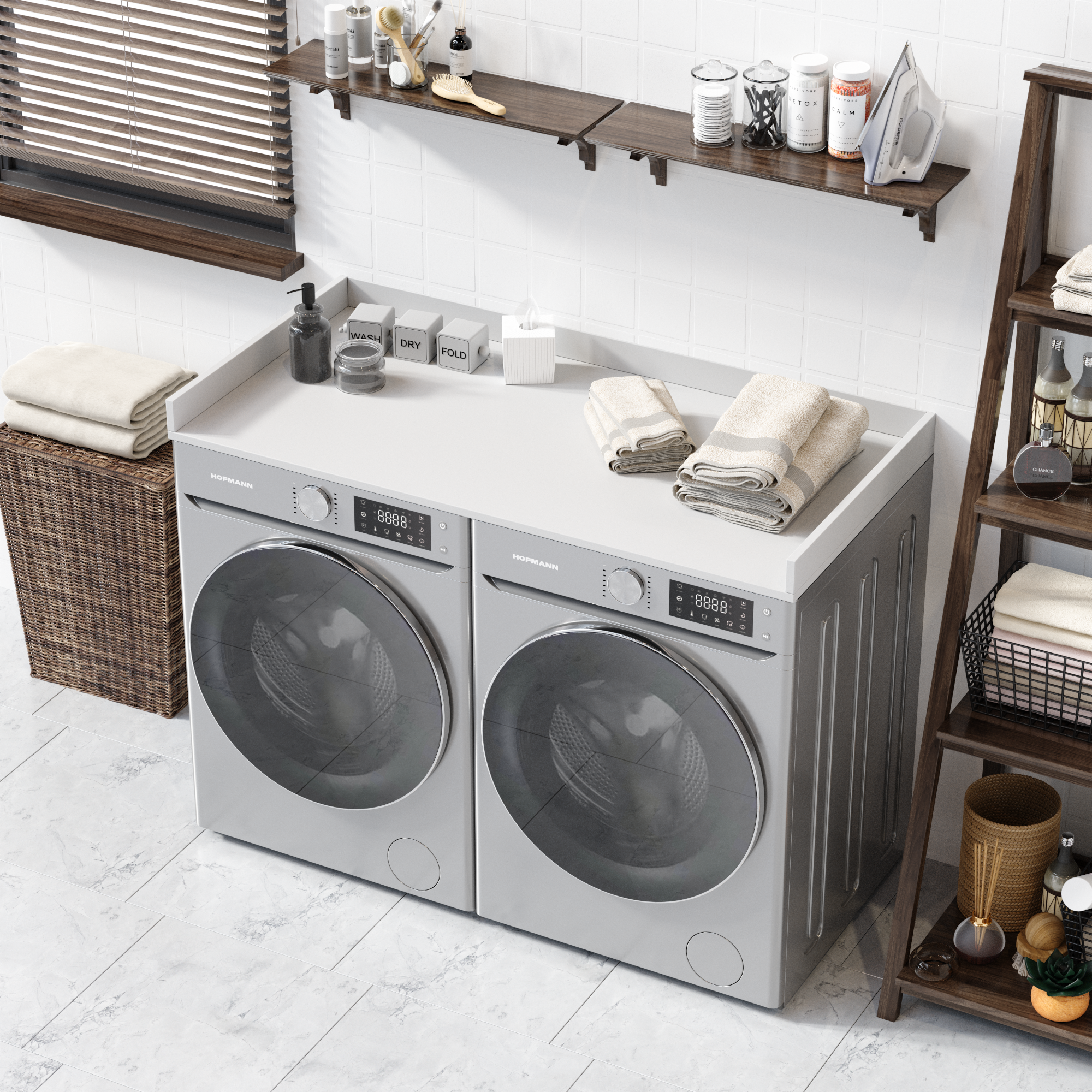 Glacier White washer dryer countertop made in usa laundry topper for washer and dryer