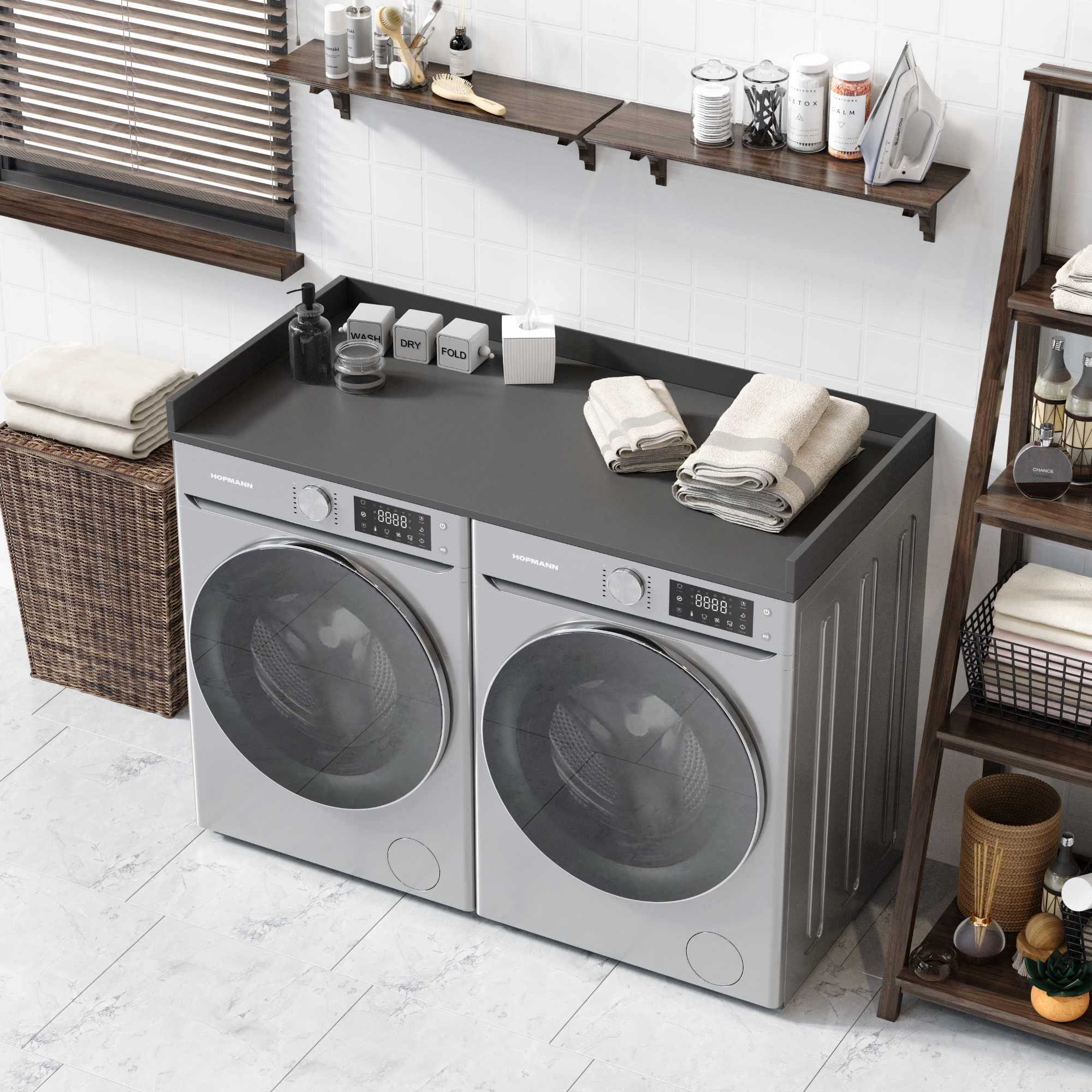 Gray washer dryer countertop 30 x 58 made in usa laundry shelf for over washer or dryer