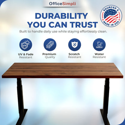 OfficeSimpli Desk Table Top – Made in USA - Desk Top for Sit Stand Desk Frame, Wood Countertop, Butcher Block