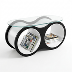Bolla Two-Shelf Coffee Table with Glass Top in Black