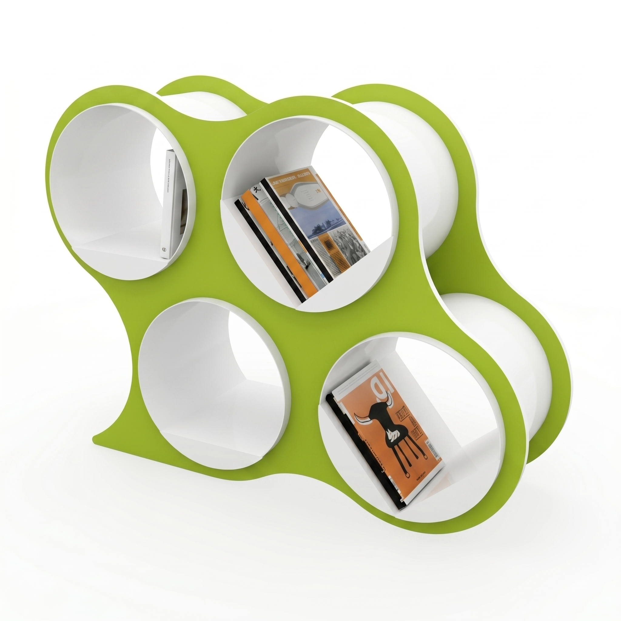 Bolla Four-Shelf Bookcase in Scale Green