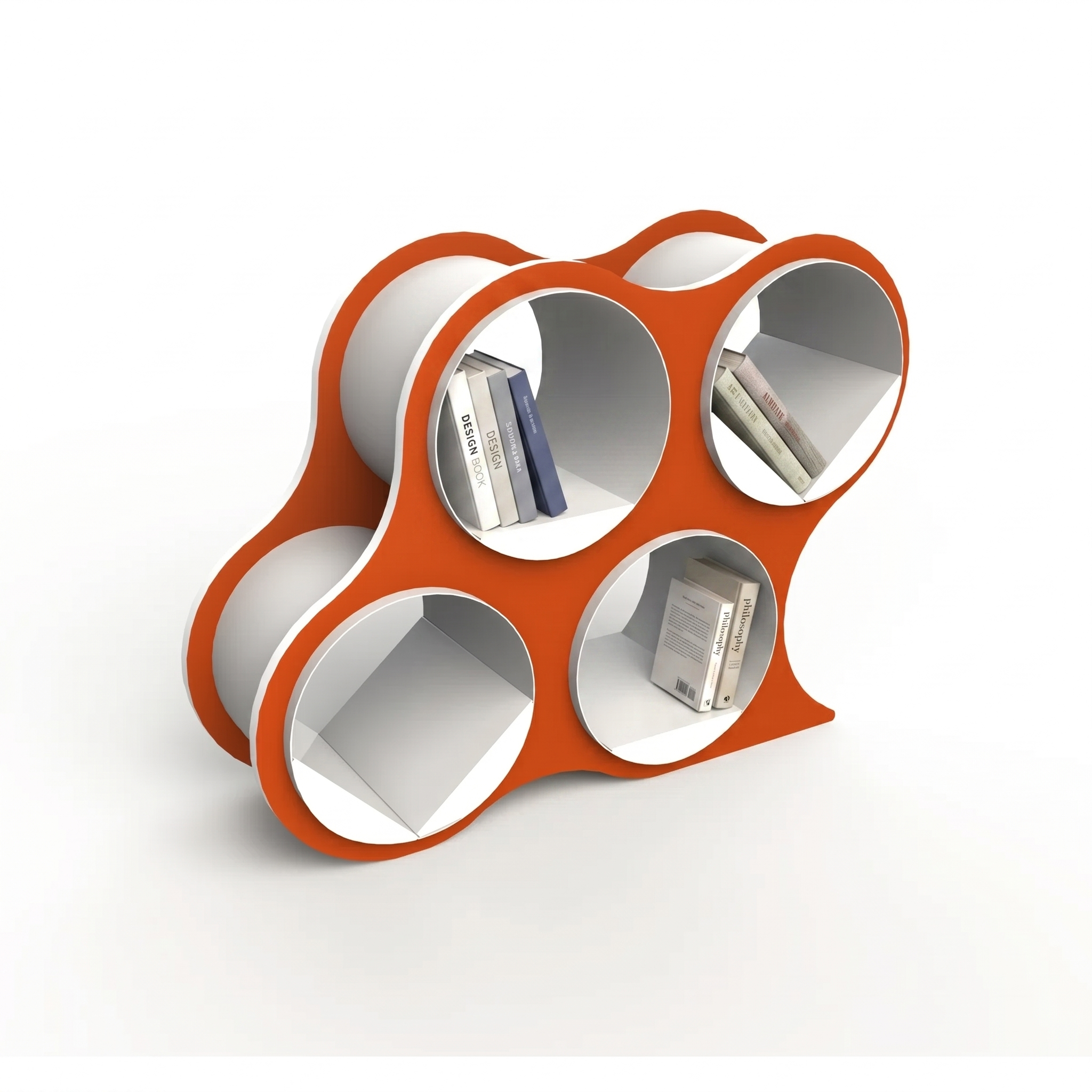 Bolla Four-Shelf Bookcase in Tangerine