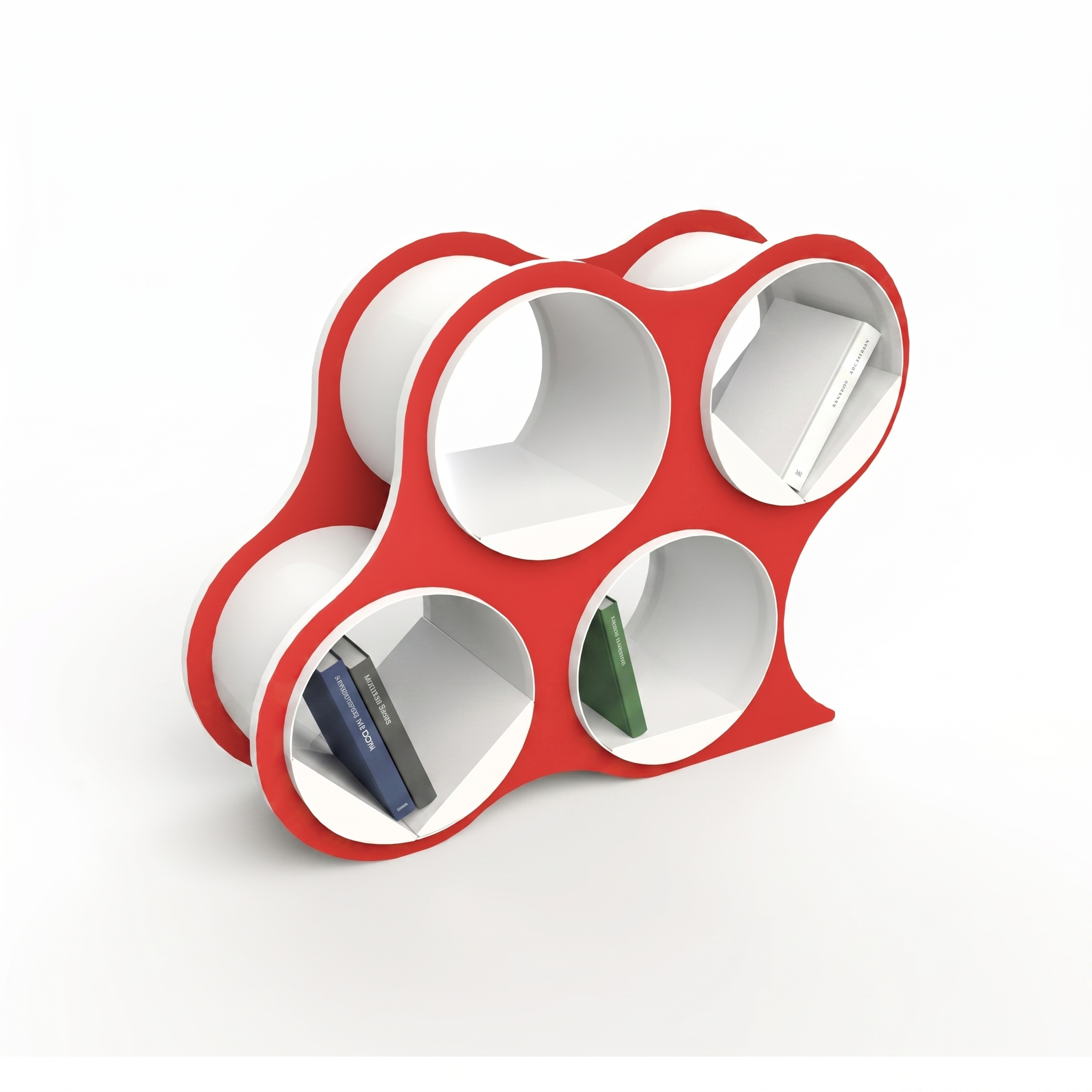 Bolla Four-Shelf Bookcase in Red