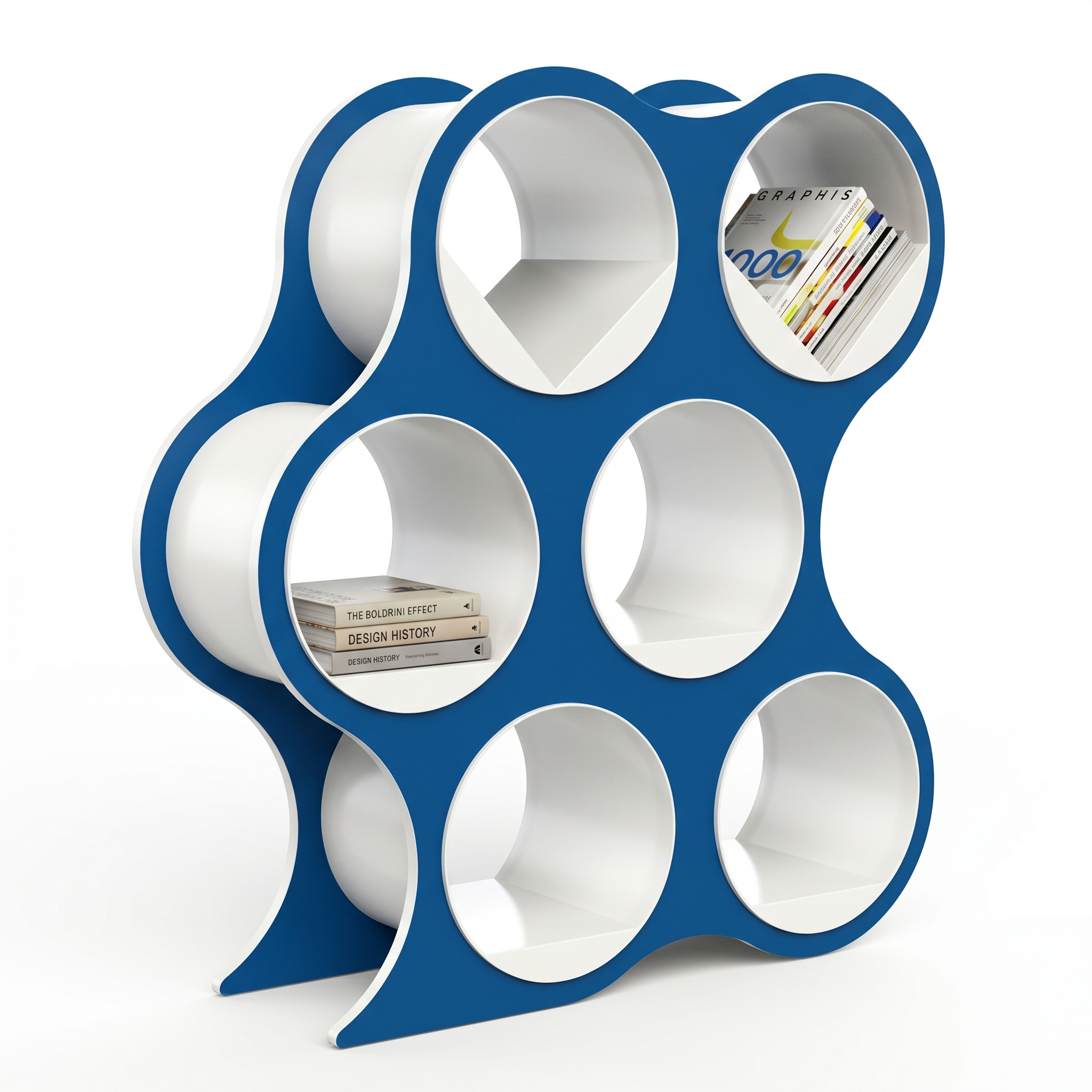Bolla Six-Shelf Bookcase in Arctic Blue