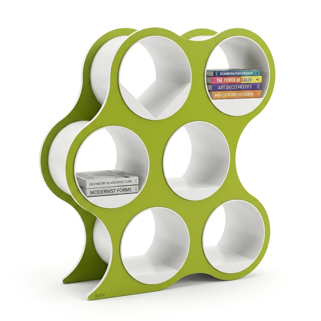 Bolla Six-Shelf Bookcase in Scale Green