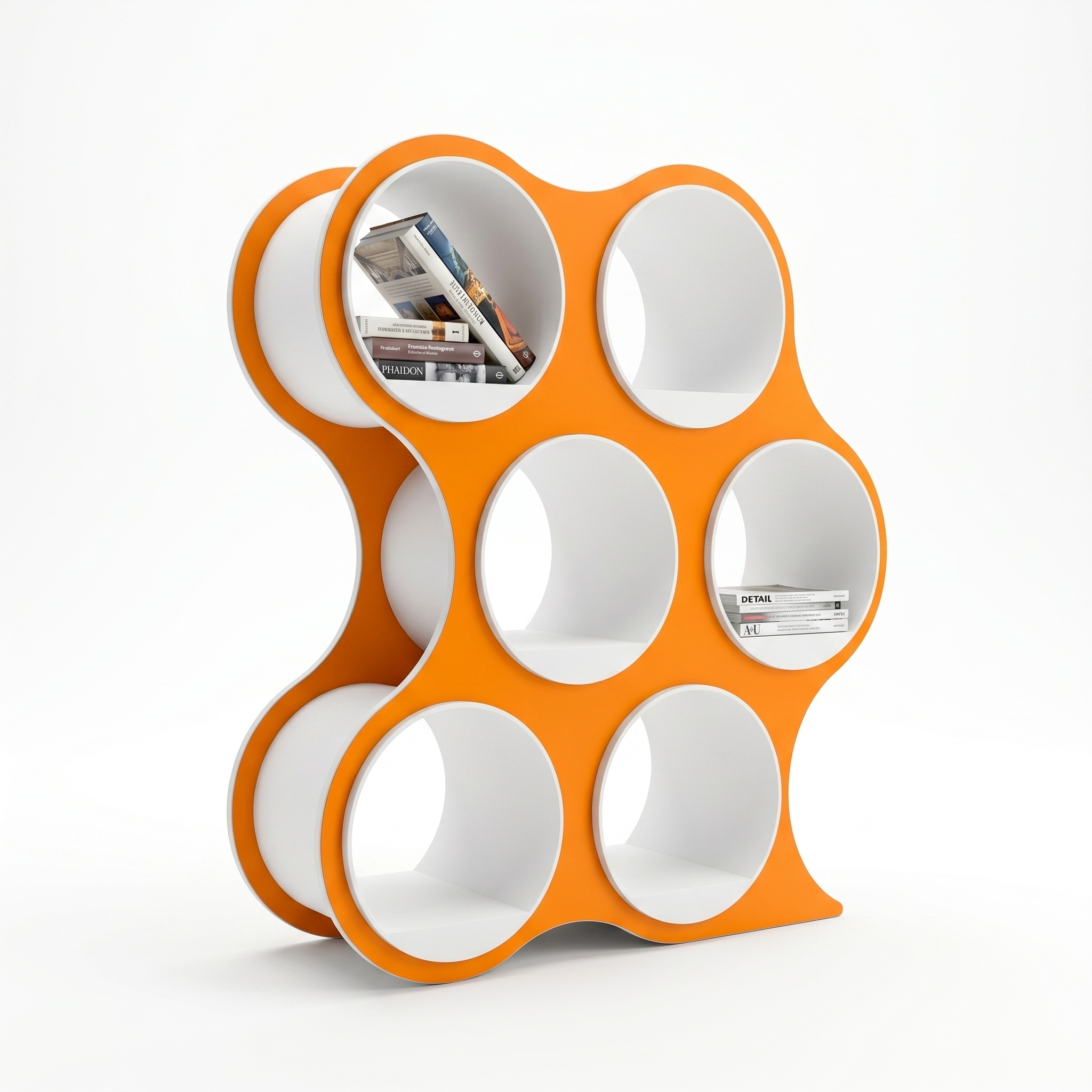 Bolla Six-Shelf Bookcase in Tangerine