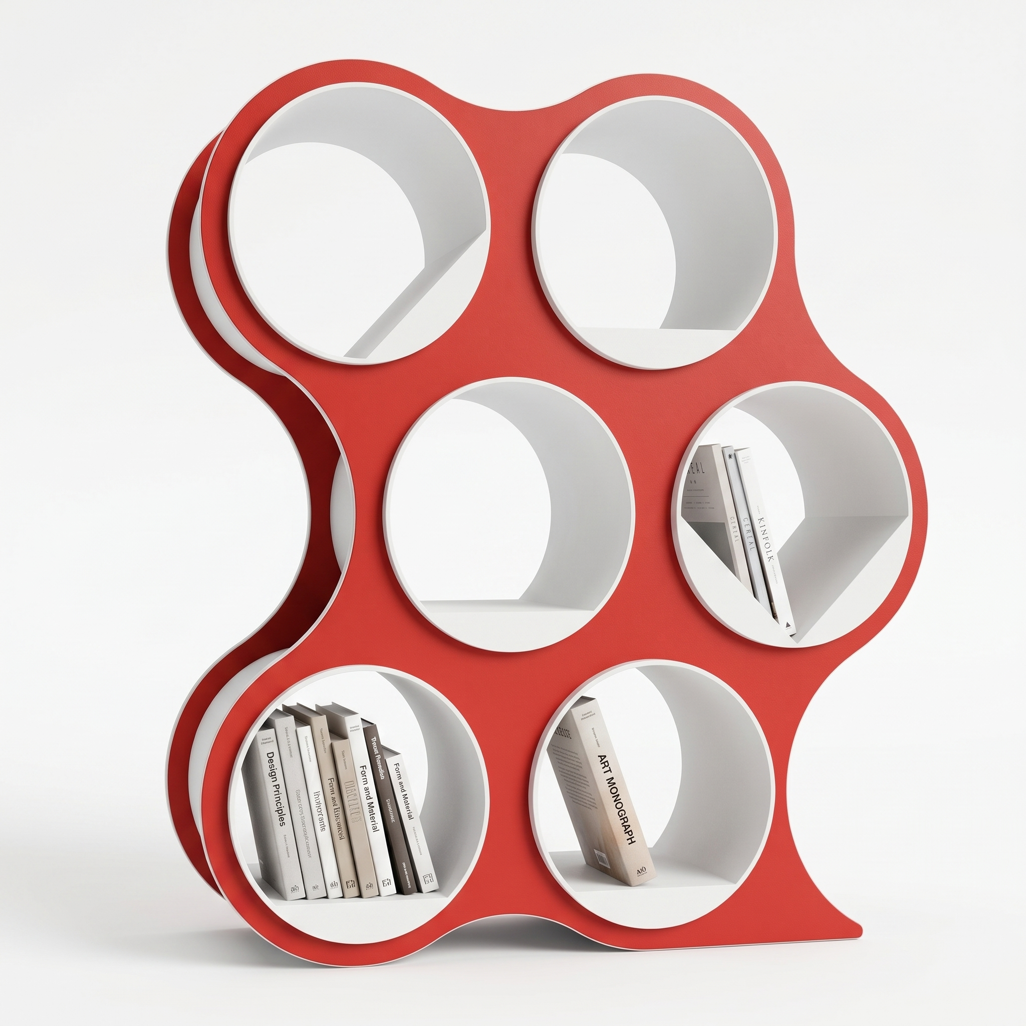Bolla Six-Shelf Bookcase in Red
