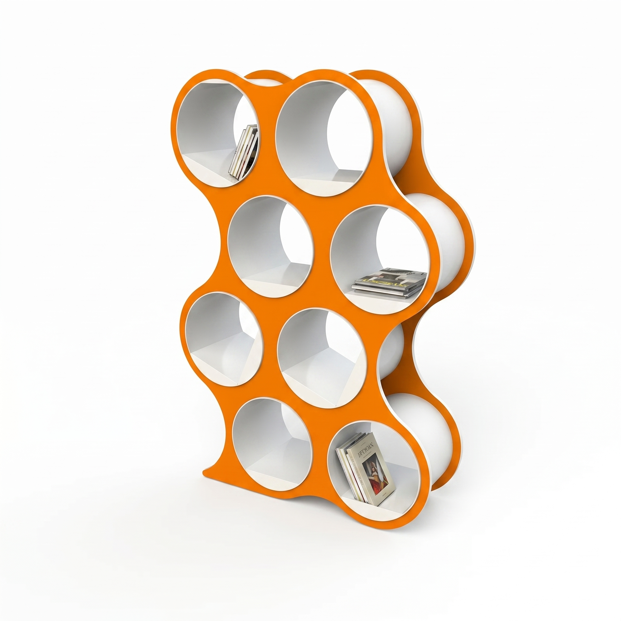 Bolla Eight-Shelf Bookcase in Tangerine