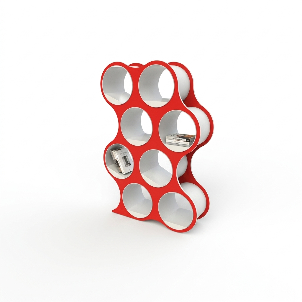 Bolla Eight-Shelf Bookcase in Red