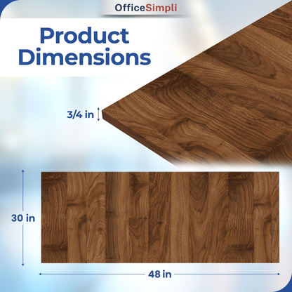 OfficeSimpli Desk Table Top – Made in USA - Desk Top for Sit Stand Desk Frame, Wood Countertop, Butcher Block