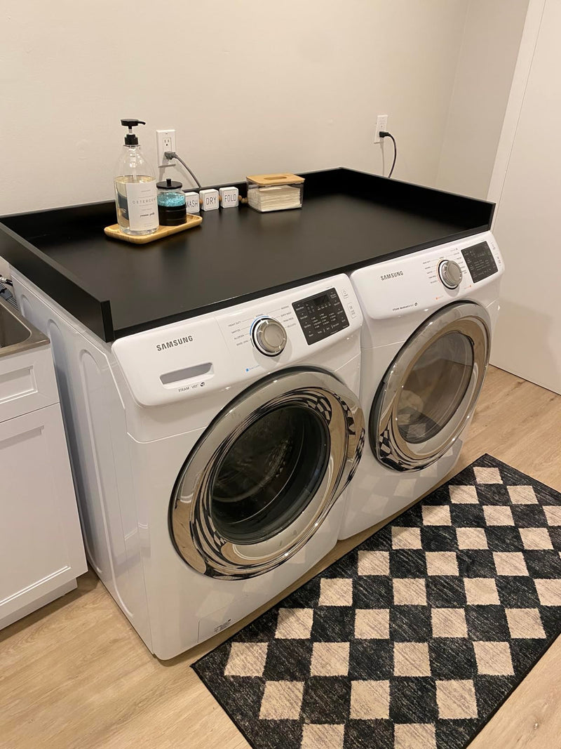 Folding laundry on the walnut countertop