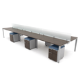 Benching workstation with privacy screens