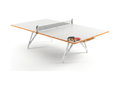 Ping pong conference table with retractable net and white powder-coated steel base