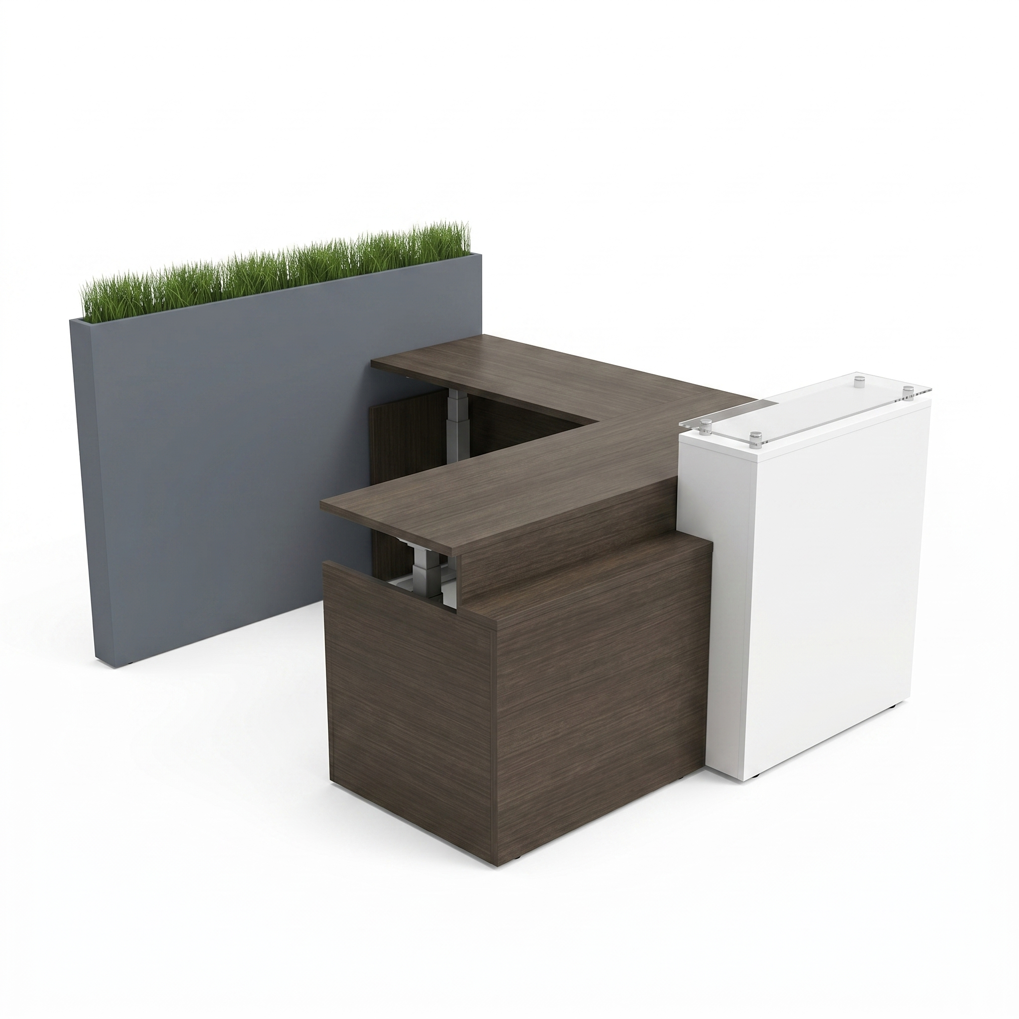 Height adjustable l shaped reception desk