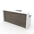 L shaped reception desk with storage