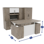 Ascend Large Executive Office Desk with Hutch and Wardrobe dimension diagram, 72 by 36 by 29 inches