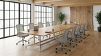 192 inch large rectangular conference table on polished chrome bases
