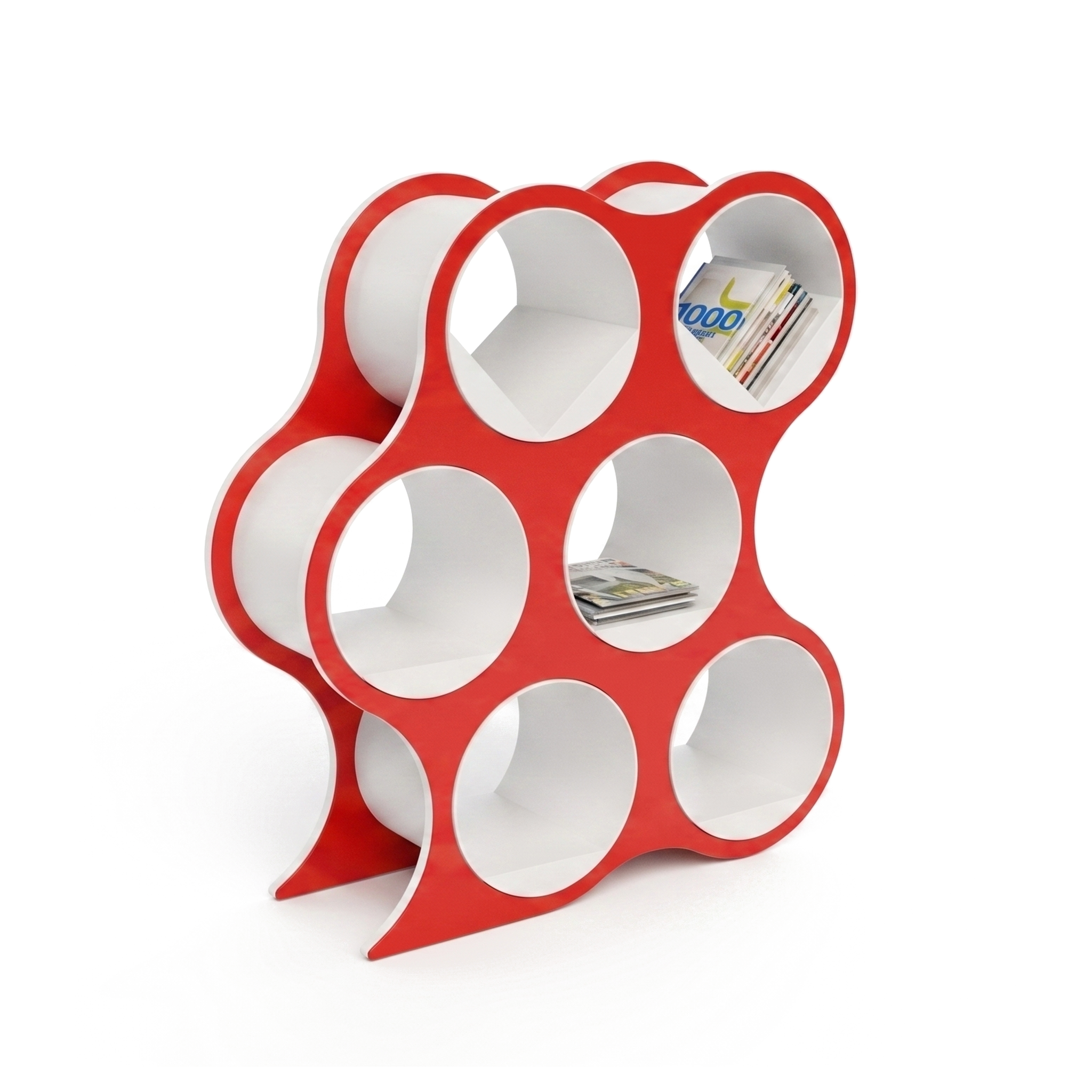 Bolla six-shelf office bookcase in red