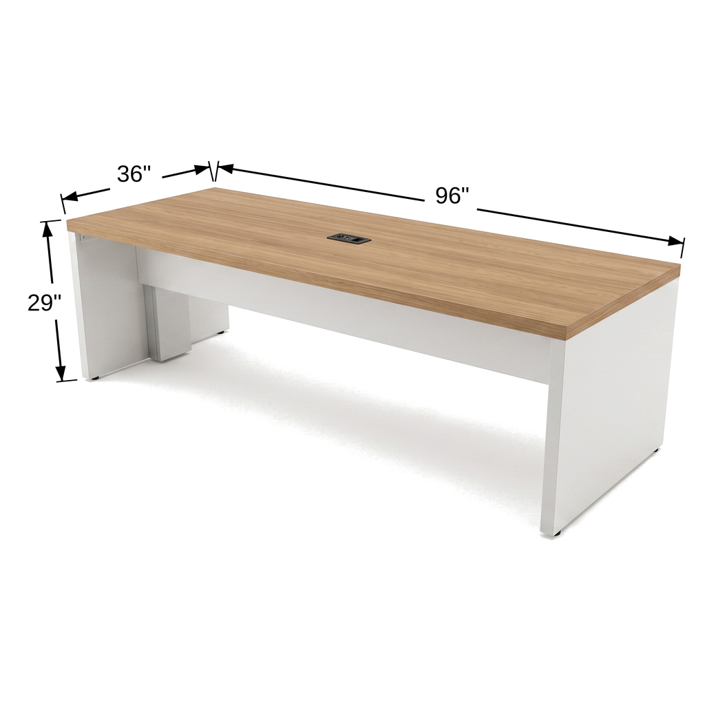 Confluence Office Parsons Table dimension diagram, 96 inches wide, 36 inches deep, 29 inches high