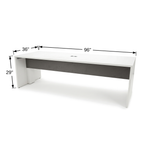 Confluence Office Work Table (Desk Height) dimension diagram, 96 inches wide, 36 inches deep, 29 inches high