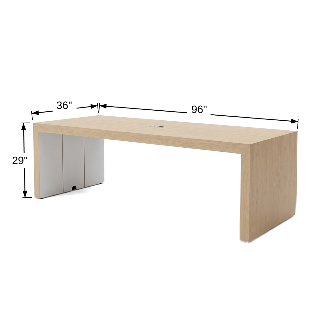 Confluence Parsons Conference Table with Power dimension diagram, 96 inches wide, 36 inches deep, 29 inches high