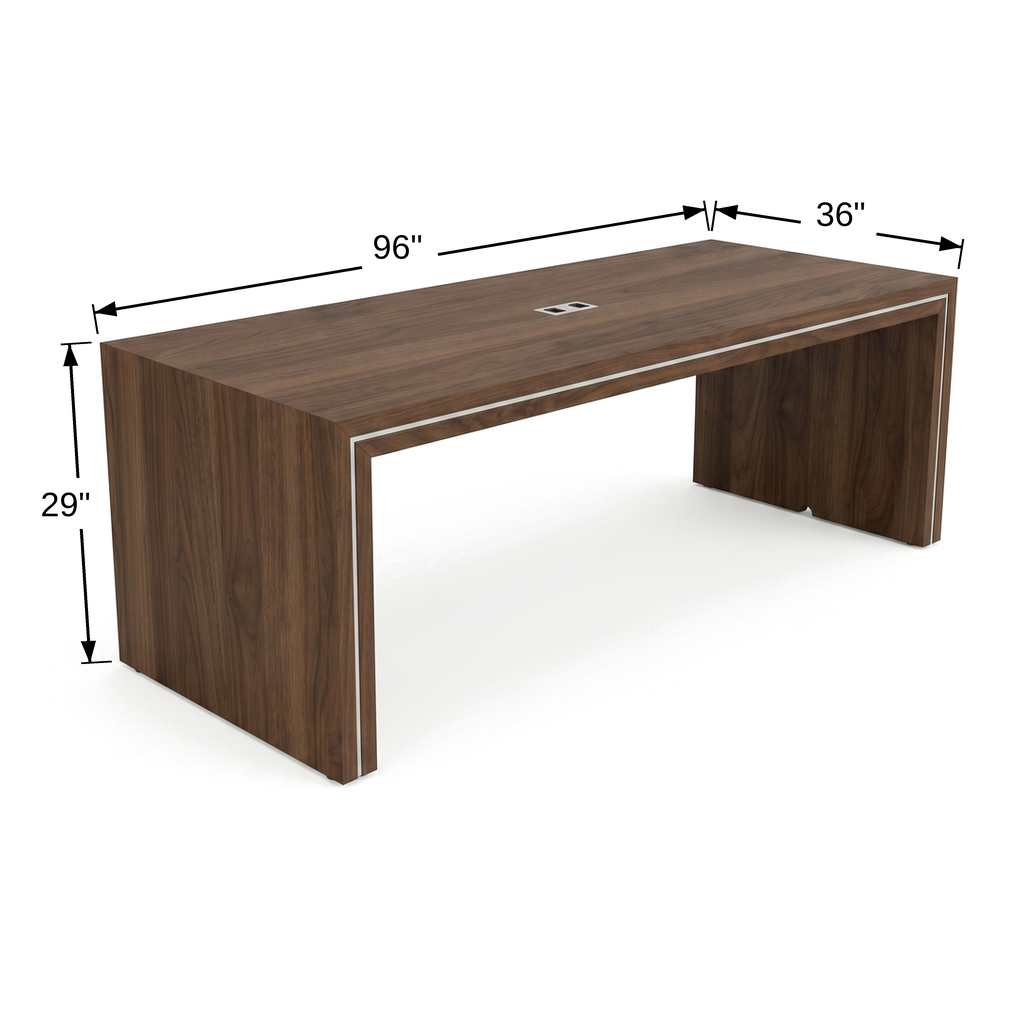 Confluence Parsons Table with Mitered Corners dimension diagram, 96 inches wide, 36 inches deep, 29 inches high
