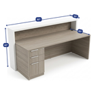 Overture Straight Reception Desk with Transaction Counter dimension diagram, 82 inches wide by 42 inches high