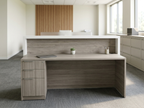 Straight reception desk with transaction counter in a university administration office